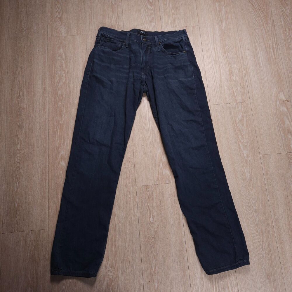 Paige Lennox Jeans Mens 32x32 Blue Slim Straight Denim Stretch Dark Wash Casual